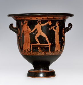 Satyr tanzt Apulischer Krater, ca. 420-410 v. Chr.