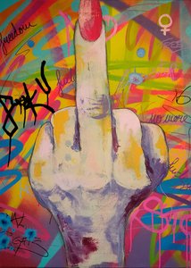 Bunte Mittelfinger-Kunst