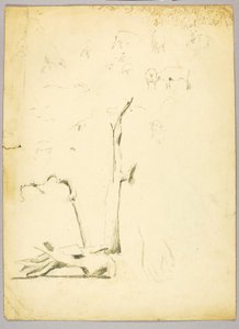Baumstämme und Schafe von Solon H. Borglum