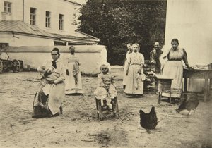 Marmelade machen im Hof von Leo Tolstois Haus, Jasnaja Poljana, bei Tula, Russland, 1900