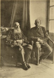 Der russische Autor Leo Tolstoi mit seinem Sohn Leo, Russland von Sophia Andreevna Tolstaya