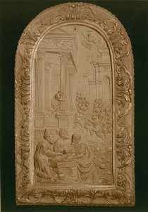 Basrelief, das eine Schlacht zwischen den Juden und den Philistern darstellt
