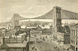 Brooklyn Bridge, New York, Vereinigte Staaten von Amerika im 19. Jahrhundert. Aus El Museo Popular, veröffentlicht in Madrid