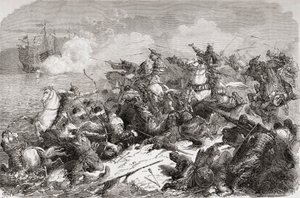 Chinesischer Versuch der Invasion Japans im 13. Jahrhundert, veröffentlicht 1878 von Spanish School