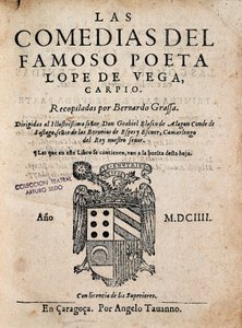 Titelblatt von Las comedias del famoso poeta Lope de Vega, von Felix Lope de Vega Carpio (1604) von Spanish School