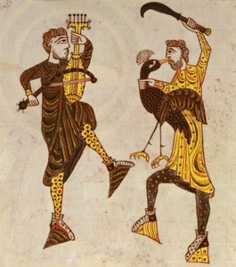 Zwei Männer tanzen, aus der Beatus-Apokalypse von Santo Domingo de Silos