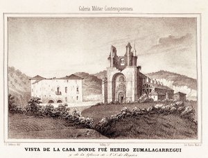 Erster Karlistenkrieg (1833-1840): Das Haus oder der Karlisten-General Tomas Zumalacarregui (1788-1835) wurde nach der Belagerung von Bilbao verletzt
