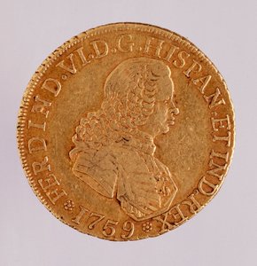 Goldmünze (8 Escudos) aus Spanien: Herrschaft von Ferdinand VI. (1746-1759)