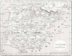 Karte von Spanien mit dem Kalifat von Córdoba