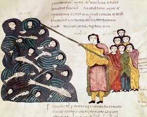 Moses beobachtet die ertrinkenden Ägypter nach der Überquerung des Roten Meeres