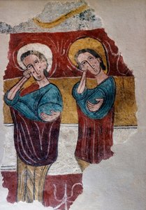 Wandmalerei Ursprung Kirche Santa Eulalia de Mérida in Susín (Huesca). 12. Jahrhundert von Spanish School