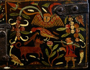Szene mit spanischem Jäger und indianischen Motiven (Detail) von Spanish School
