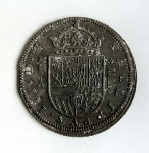 Silberkrone Münze von vier Reale aus der Regierungszeit von Philipp III von Spanien und Portugal (1578-1621)