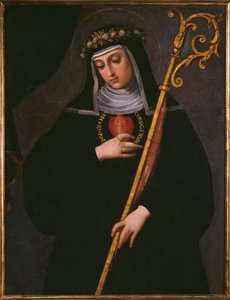 St. Gertrud die Große trägt das Heilige Herz Jesu von Spanish School