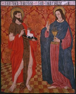 St. Johannes der Täufer und St. Johannes der Evangelist, Tafel aus der Kirche San Andres von Tortura, spätes 15. Jahrhundert - frühes 16. Jahrhundert (bemaltes Holz)