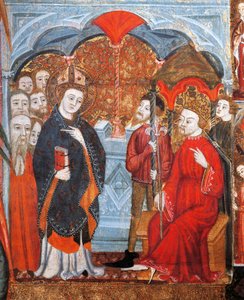 St. Lazarus empfängt die ersten Christen von Marseille in Anwesenheit des Königs der Provence von Spanish School