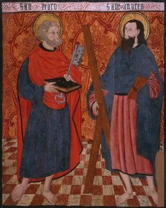 St. Petrus und St. Andreas, Tafel aus der Kirche San Andres von Tortura, spätes 15. Jahrhundert - frühes 16. Jahrhundert (bemaltes Holz)