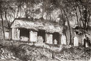 Die Fassade des Palastes in Palenque, Südmexiko von Spanish School
