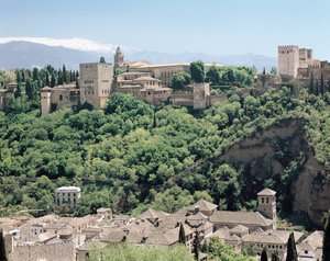 Ansicht des Palastes der Alhambra von Nordosten, 14.-16. Jahrhundert