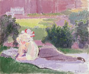 Die Frau des Künstlers im Garten des Rowlandson-Hauses von Spencer Frederick Gore