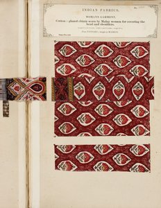 Baumwollprobe mit weißer und gelber Seide bestickt aus Sylhet, aus The Collection of the Textile Manufacturers of India, von John Forbes Watson, veröffentlicht 1866