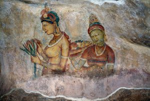 Mädchen von Sigiriya, Fresko, archäologische Stätte Sigiriya (Unesco-Weltkulturerbe)