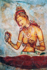 Die Jungfrauen von Sigiriya, Fresko, archäologische Stätte Sigiriya (Unesco-Welterbeliste)