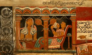 Wandgemälde im Bildhaus des Subdharama-Tempels, Dehiwala von Sri Lankan School