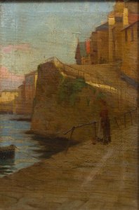 Figur auf Newlyn Slip von Stanhope Alexander (school of) Forbes