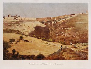 Aquarell von Stanley Inchbold, Darstellung des Kidron-Tals in Jerusalem, Palästina 1906