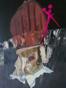Abstrakte Figur mit Pinkem Akzent