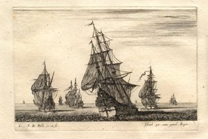 Ein Boot unter vollen Segeln, umgeben von anderen Booten von Stefano della Bella