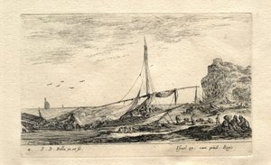 Eine Galeere am Ufer, bedeckt mit einer Plane von Stefano della Bella