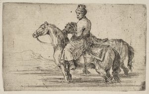 Ein polnischer Stallbursche badet Pferde, ca. 1662 von Stefano della Bella