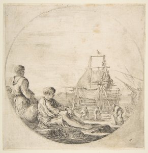 Ein sitzender weißer Matrose, ein stehender schwarzer Matrose, ca. 1660 von Stefano della Bella