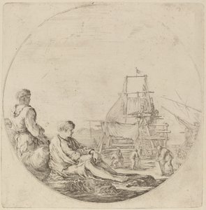 Ein sitzender weißer Matrose und ein stehender schwarzer Matrose von Stefano della Bella