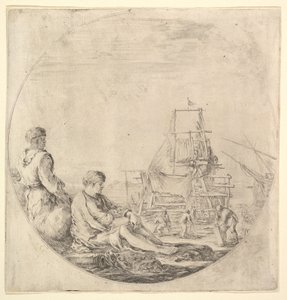 Ein schwarzer Matrose steht links, im Profil nach rechts, ein weißer Matrose sitzt..., ca. 1658-63