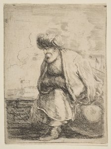 Ein alter Türke sitzt auf einem Stein, ca. 1662 von Stefano della Bella