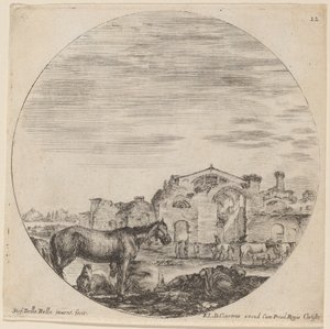Bäder des Diokletian und schlafender Hirte, 1646 von Stefano della Bella