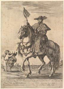 Bernardino Ricci, genannt il Tedeschino, auf einem Pferd in der Mitte, reitend nach links, 1637