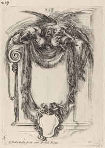 Kartusche, die von Leichen hängt von Stefano della Bella