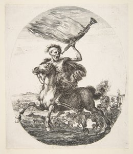 Tod zu Pferd mit einer Trompete, aus Die fünf Tode, ca. 1648 von Stefano della Bella