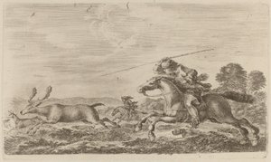 Hirsche, gejagt von zwei Kavaliere