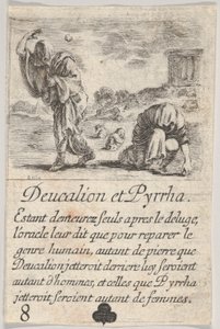 Deukalion und Pyrrha, aus dem Spiel der Mythologie, 1644 von Stefano della Bella