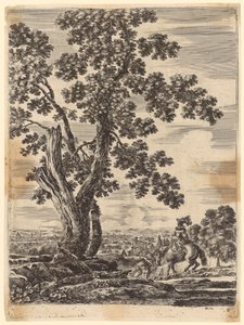 Frau auf Pferd und Mann in Rückenansicht, auf dem Weg nach Florenz von Stefano della Bella