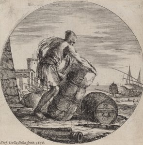 Galeerensklave zieht die Ladung eines Schiffes