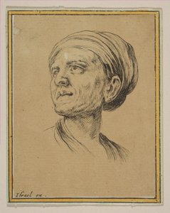 Kopf einer Frau in Dreiviertelansicht, aus Verschiedene Köpfe und Figuren Diverses têtes et..., 1650