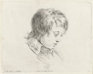 Kopf eines jungen Mannes, nach rechts unten schauend Die Grundlagen des Zeichnens I principii del disegno von Stefano della Bella