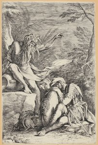 Kartusche mit zwei Skeletten auf ionischen Säulen von Stefano della Bella