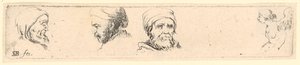 Kopfstudien dreier Philosophen, rechts Studie einer geflügelten Figur von Stefano della Bella